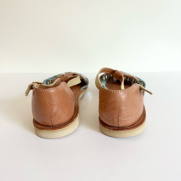 Leon & Harper Boho Genuine Leather Turquoise Sandals Earthy Goblincore Natural - Picture 5 of 6